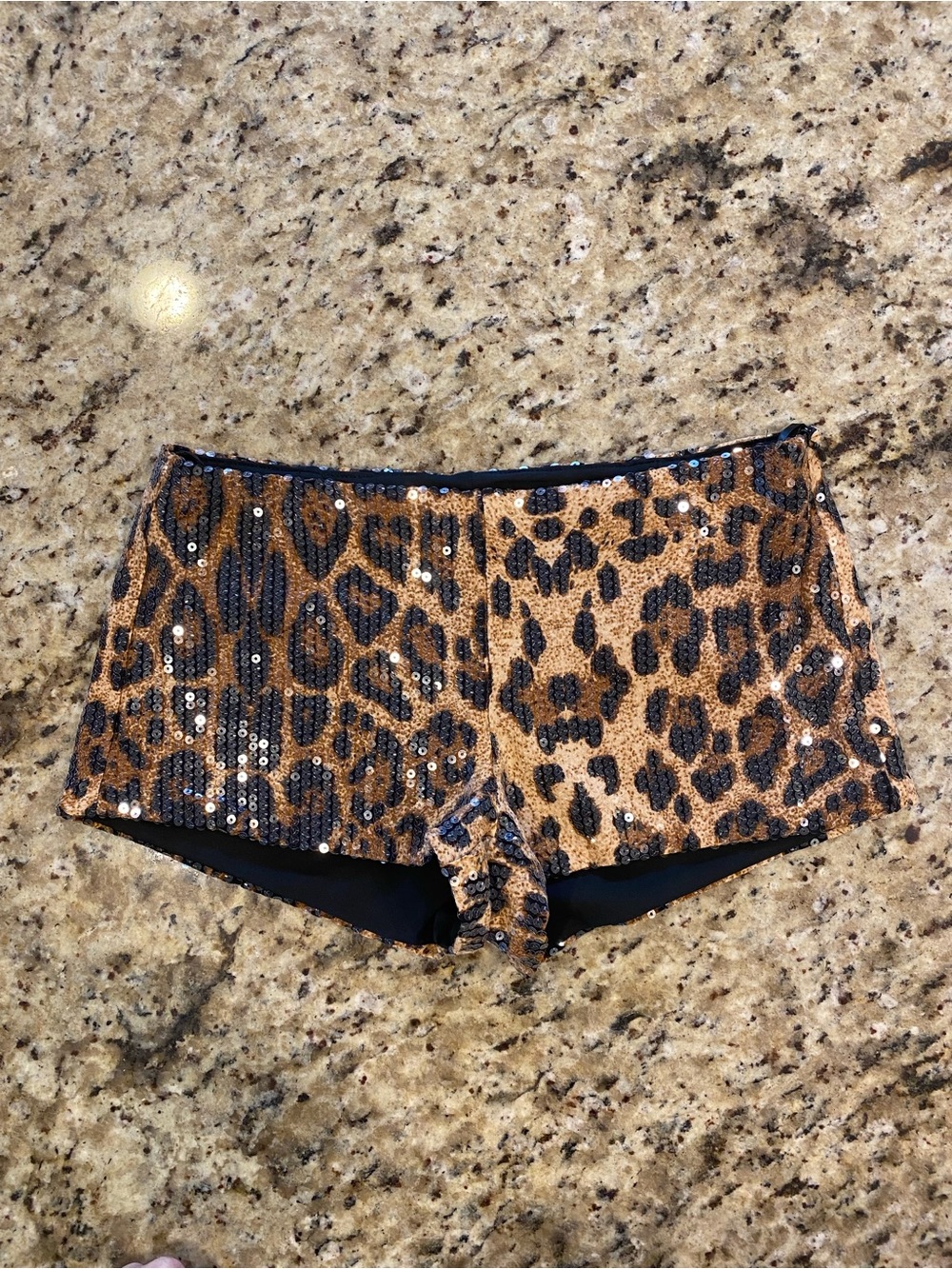 Edikted Sequin Leopard Print Shorts
